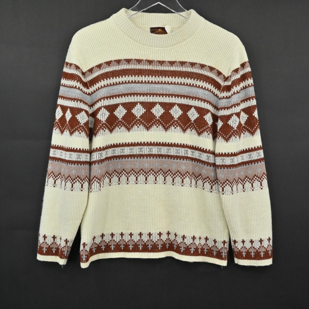 Vtg 60s 70s Womens Fair Isle Sweater Size M Heritage Nordic‎ Ski Lodge Fisherman